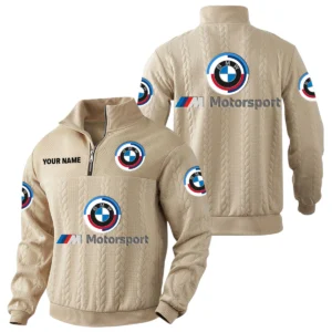 BMW M Motorsport Racing Quarter-Zip Sweatshirt Stand Collar Custom Name