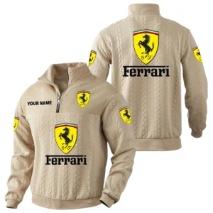 Ferrari Quarter-Zip Sweatshirt Stand Collar Custom Name