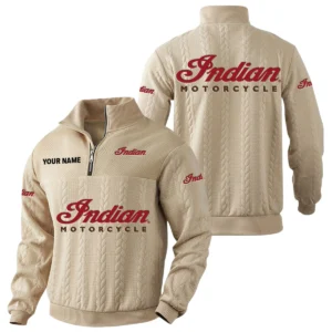 Indian Motorcycle Quarter-Zip Sweatshirt Stand Collar Custom Name