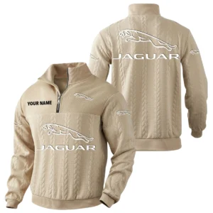 Jaguar Quarter-Zip Sweatshirt Stand Collar Custom Name