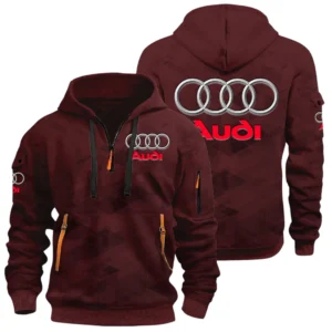 Audi Half Zip Hoodie All Over Prints Multi Pockets Custom Name Gift For Fan