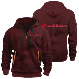 Audi Sport Racing Half Zip Hoodie All Over Prints Multi Pockets Custom Name Gift For Fan