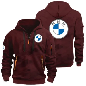 BMW Half Zip Hoodie All Over Prints Multi Pockets Custom Name Gift For Fan