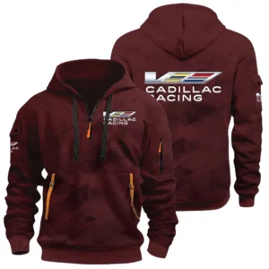 Cadillac Racing Half Zip Hoodie All Over Prints Multi Pockets Custom Name Gift For Fan