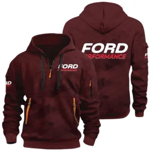 Ford Performance Racing Half Zip Hoodie All Over Prints Multi Pockets Custom Name Gift For Fan