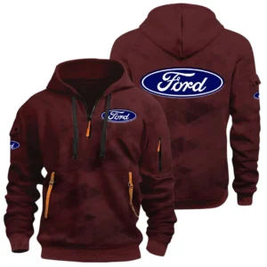Ford Half Zip Hoodie All Over Prints Multi Pockets Custom Name Gift For Fan