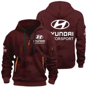 Hyundai Motorsport Racing Half Zip Hoodie All Over Prints Multi Pockets Custom Name Gift For Fan
