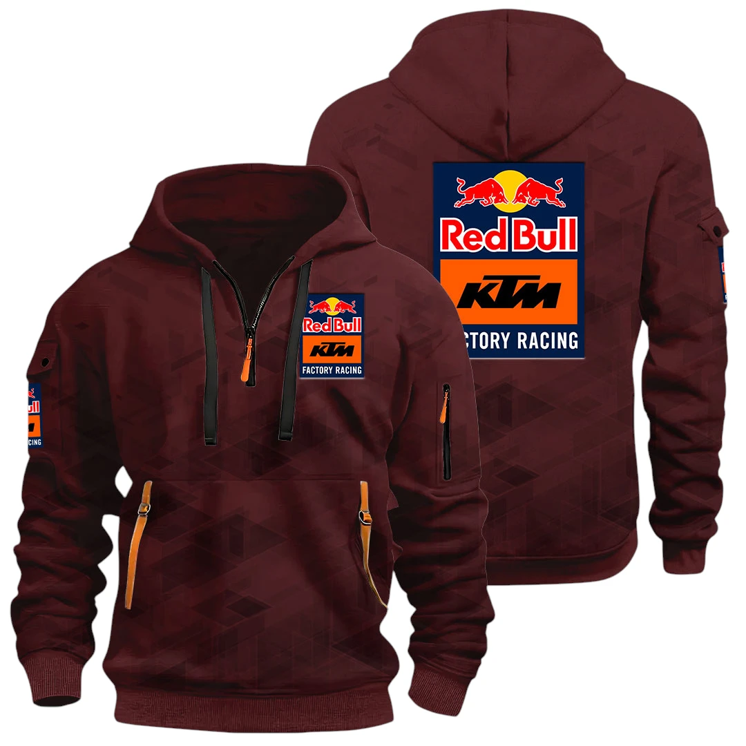 Red Bull KTM Factory Racing Half Zip Hoodie All Over Prints Multi Pockets Custom Name Gift For Fan Red Bull KTM Factory Racing Half Zip Hoodie All Over Prints Multi Pockets Custom Name Gift For Fan