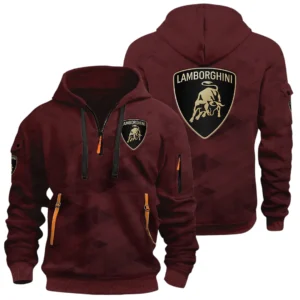 Lamborghini Half Zip Hoodie All Over Prints Multi Pockets Custom Name Gift For Fan
