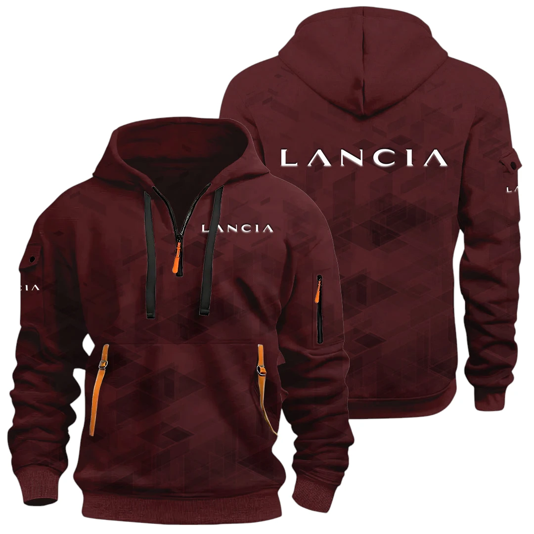 Lancia Half Zip Hoodie All Over Prints Multi Pockets Custom Name Gift For Fan Lancia Half Zip Hoodie All Over Prints Multi Pockets Custom Name Gift For Fan