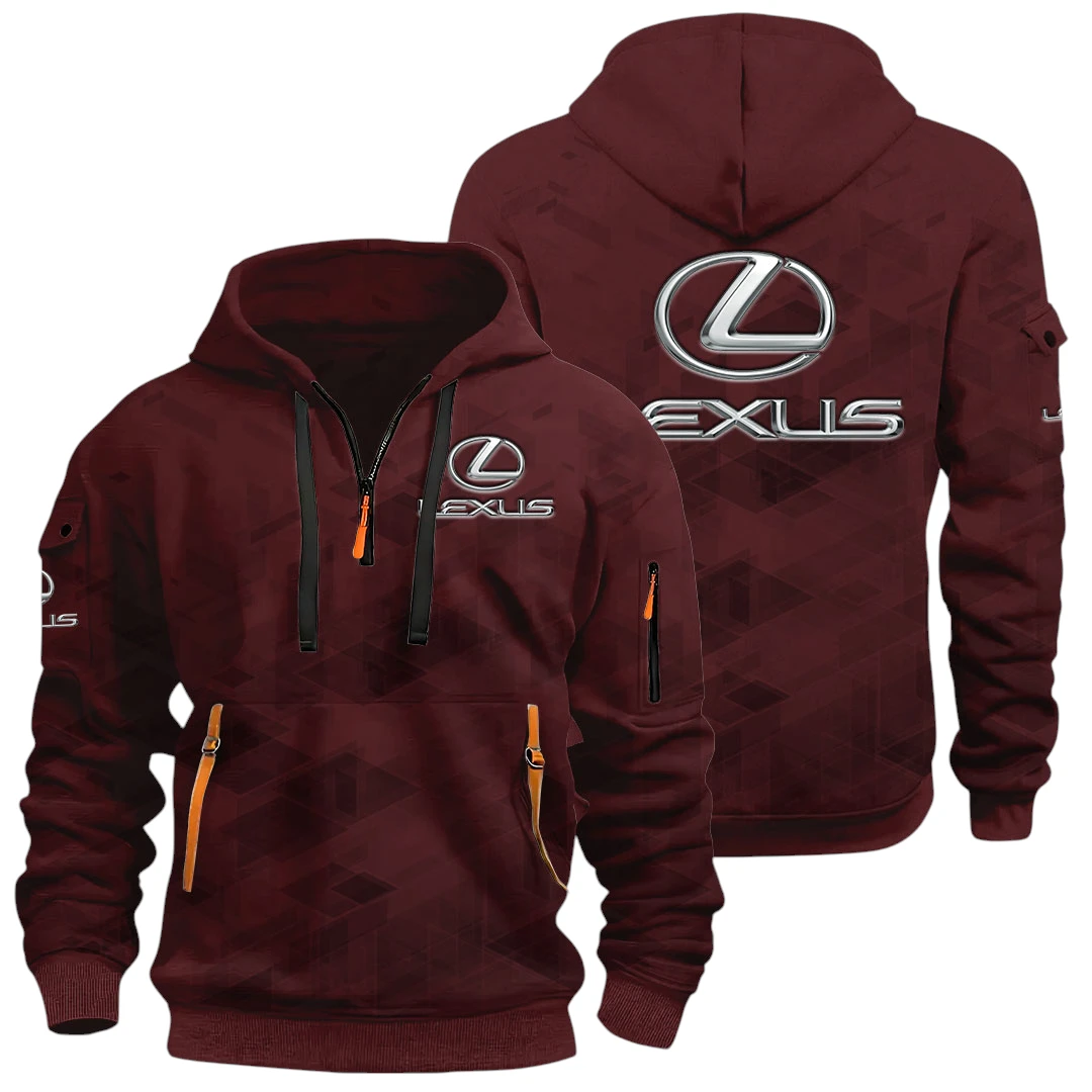 Lexus Half Zip Hoodie All Over Prints Multi Pockets Custom Name Gift For Fan Lexus Half Zip Hoodie All Over Prints Multi Pockets Custom Name Gift For Fan