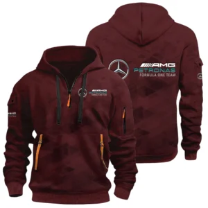 Mercedes-AMG Petronas Racing Half Zip Hoodie All Over Prints Multi Pockets Custom Name Gift For Fan