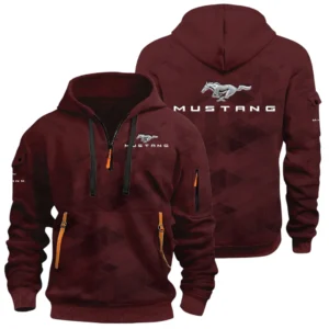 Mustang Half Zip Hoodie All Over Prints Multi Pockets Custom Name Gift For Fan