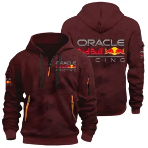 Oracle Red Bull Racing Half Zip Hoodie All Over Prints Multi Pockets Custom Name Gift For Fan