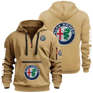 Alfa Romeo Half Zip Hoodie Multi Zipper Pocket Custom Name