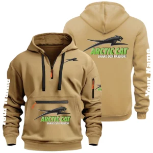 Arctic Cat Half Zip Hoodie Multi Zipper Pocket Custom Name