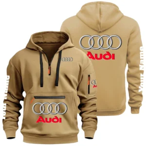 Audi Half Zip Hoodie Multi Zipper Pocket Custom Name
