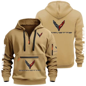 Corvette Half Zip Hoodie Multi Zipper Pocket Custom Name