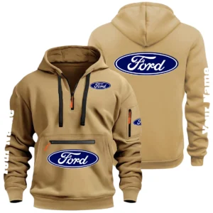 Ford Half Zip Hoodie Multi Zipper Pocket Custom Name