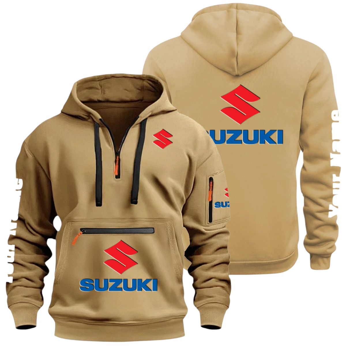 Suzuki Half Zip Hoodie Multi Zipper Pocket Custom Name Suzuki Half Zip Hoodie Multi Zipper Pocket Custom Name
