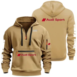 Audi Sport Racing Half Zip Hoodie Multi Zipper Pocket Custom Name
