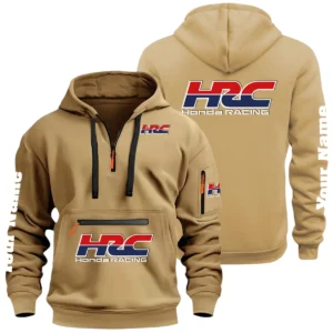 HRC Honda Racing Half Zip Hoodie Multi Zipper Pocket Custom Name