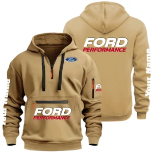 Ford Performance Racing Half Zip Hoodie Multi Zipper Pocket Custom Name