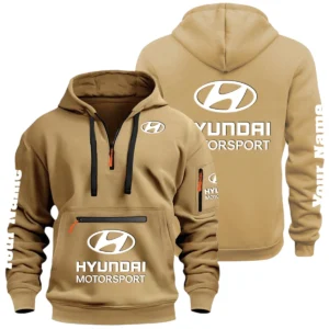 Hyundai Motorsport Racing Half Zip Hoodie Multi Zipper Pocket Custom Name