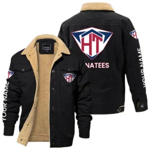 Hanatees Men’s Fleece-lined Thick Jacket Warm Thick Coat With Fur Lapel Collar Coat Custom Name