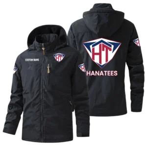 Hanatees Men’s Windbreaker Jacket Hooded, Warm Lining Waterproof Outdoor Running Jacket Custom Name
