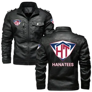Hanatees Men's Vintage Leather Jacket Stand Collar Custom Name