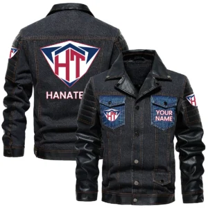 Hanatees Men's Retro Denim Jacket x PU Sleeve Multi-Pockets