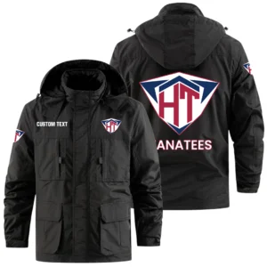 Hanatees Men's Detachable Hooded Windbreaker Jacket Multi Pocket Custom Name