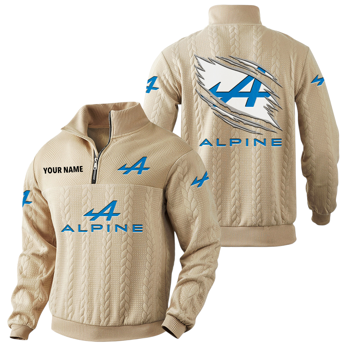 Alpine Quarter-Zip Sweatshirt Stand Collar Custom Text Alpine Quarter-Zip Sweatshirt Stand Collar Custom Text