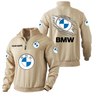 BMW Quarter-Zip Sweatshirt Stand Collar Custom Text