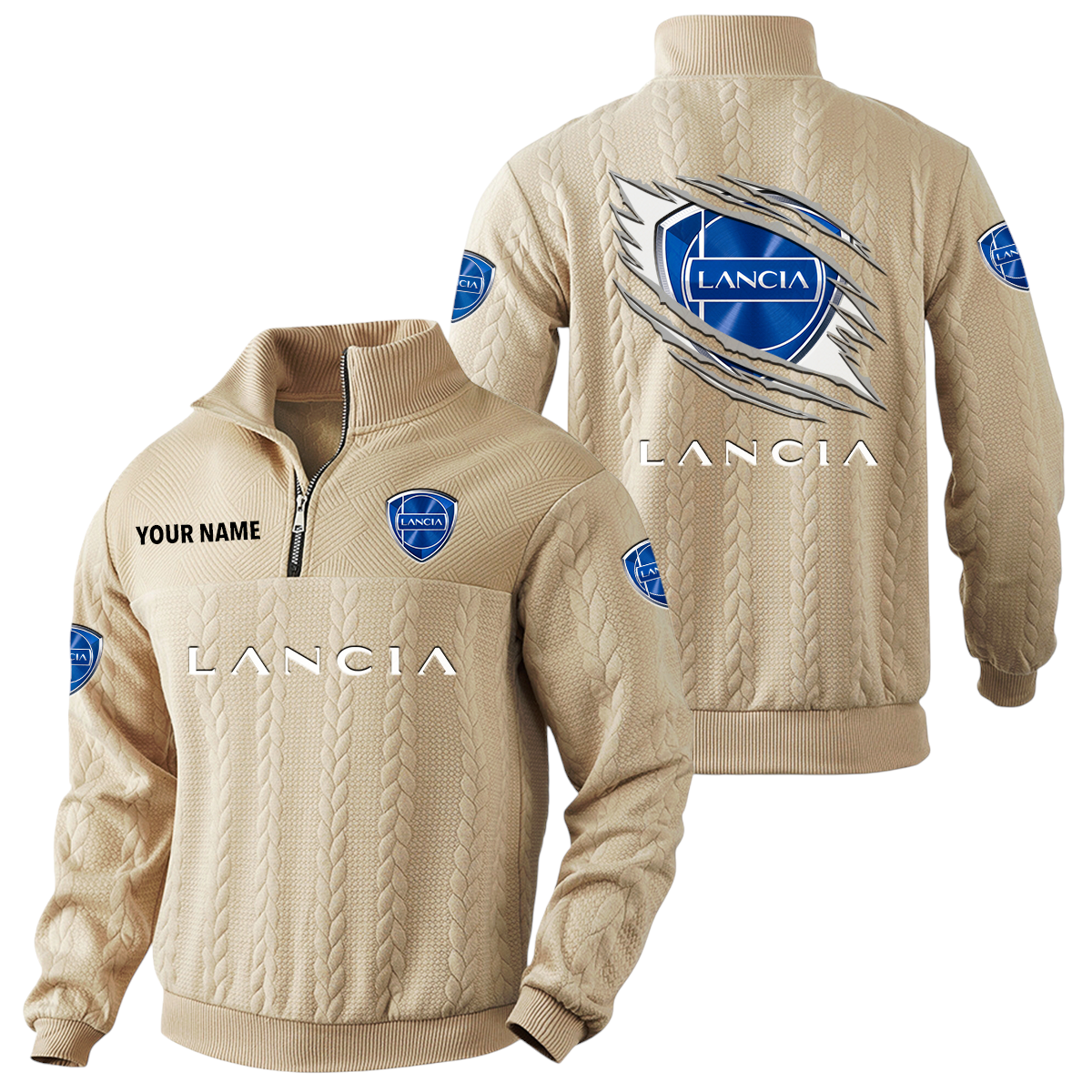 Lancia Quarter-Zip Sweatshirt Stand Collar Custom Text Lancia Quarter-Zip Sweatshirt Stand Collar Custom Text