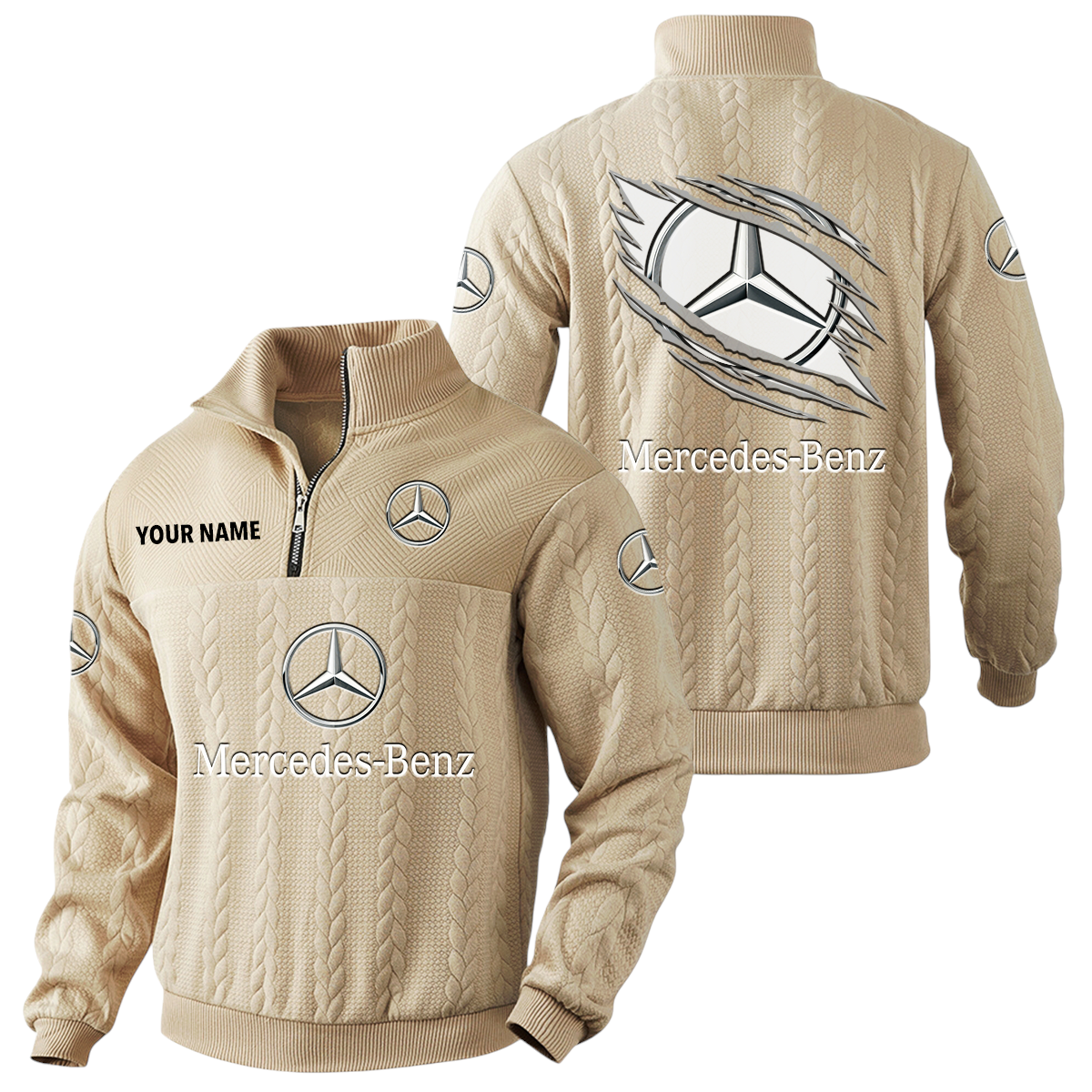 Mercedes-Benz Quarter-Zip Sweatshirt Stand Collar Custom Text Mercedes-Benz Quarter-Zip Sweatshirt Stand Collar Custom Text