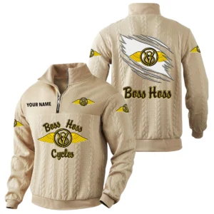 Boss Hoss Cycles Quarter-Zip Sweatshirt Stand Collar Custom Text