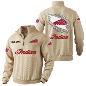 Indian Motorcycle Quarter-Zip Sweatshirt Stand Collar Custom Text