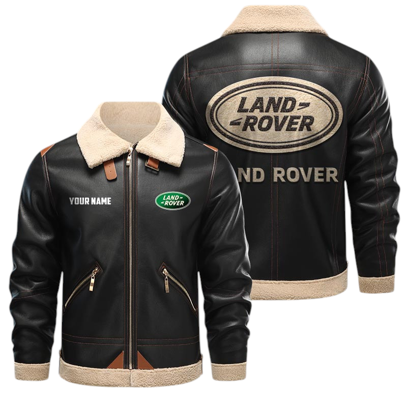 Land Rover PU Leather Fleece Lining Bomber Jacket Winter Coat Custom Name Land Rover PU Leather Fleece Lining Bomber Jacket Winter Coat Custom Name
