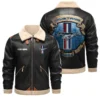 Mustang PU Leather Fleece Lining Bomber Jacket Winter Coat Custom Text